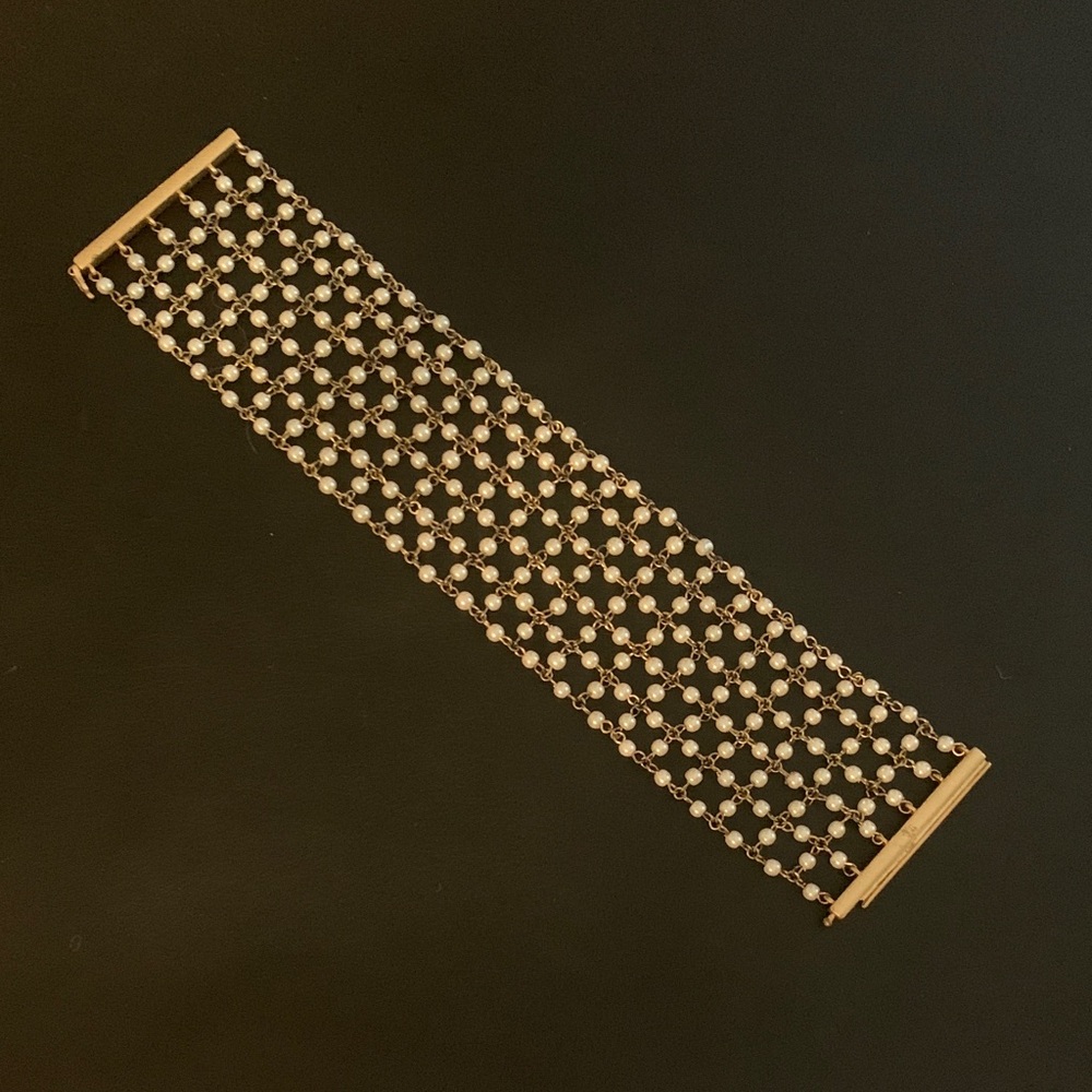 Lauren Ralph Lauren Gold and Faux Perl Mesh Bracelet